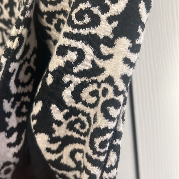 Anthropologie Deletta black grey swirl print mini dress stretchy cap sleeves M - Picture 6 of 12